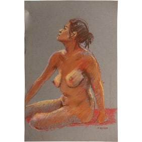Harald Grote, American Artist, Quality Pastel Drawing of a Nude.