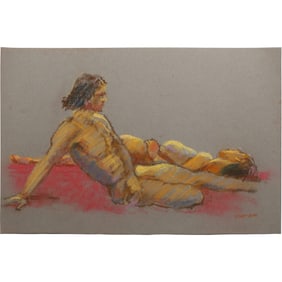 Harald Grote, American Artist, Quality Pastel Drawing of a Nude.