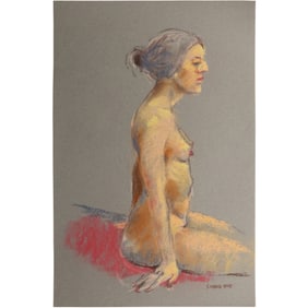 Harald Grote, American Artist, Quality Pastel Drawing of a Nude.