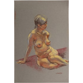 Harald Grote, American Artist, Quality Pastel Drawing of a Nude.