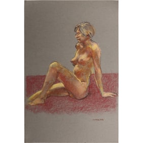 Harald Grote, American Artist, Quality Pastel Drawing of a Nude.
