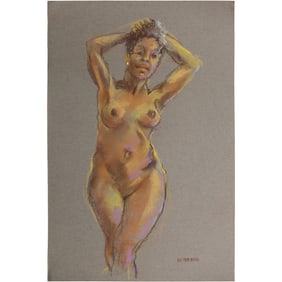 Harald Grote, American Artist, Quality Pastel Drawing of a Nude.