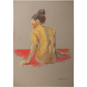 Harald Grote, American Artist, Quality Pastel Drawing of a Nude.