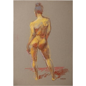 Harald Grote, American Artist, Quality Pastel Drawing of a Nude.