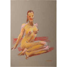 Harald Grote, American Artist, Quality Pastel Drawing of a Nude.