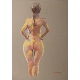 Harald Grote, American Artist, Quality Pastel Drawing of a Nude.