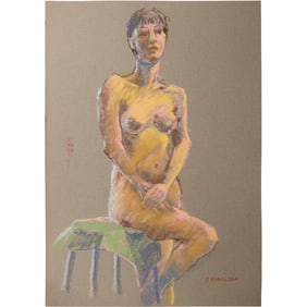 Harald Grote, American Artist, Quality Pastel Drawing of a Nude.