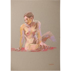 Harald Grote, American Artist, Quality Pastel Drawing of a Nude.