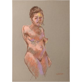 Harald Grote, American Artist, Quality Pastel Drawing of a Nude.