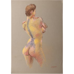 Harald Grote, American Artist, Quality Pastel Drawing of a Nude.