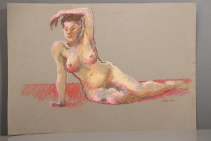 Harald Grote, American Artist, Quality Pastel Drawing of a Nude.