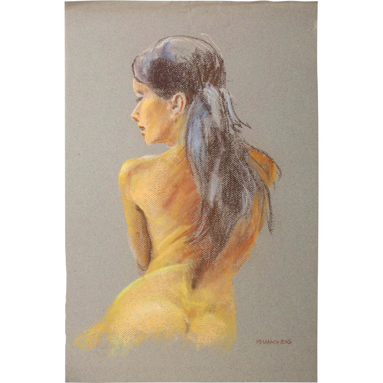 Harald Grote, American Artist, Quality Pastel Drawing of a Nude.: Harald Grote, American Artist, Quality Pastel Drawing of a Nude. Size: 13 x 19 ; Biography: Harald Grote started painting before beginning his academic and professional career. His training for archit