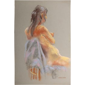 Harald Grote, American Artist, Quality Pastel Drawing of a Nude.