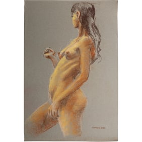 Harald Grote, American Artist, Quality Pastel Drawing of a Nude.