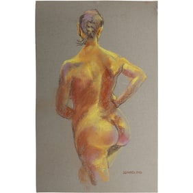 Harald Grote, American Artist, Quality Pastel Drawing of a Nude.