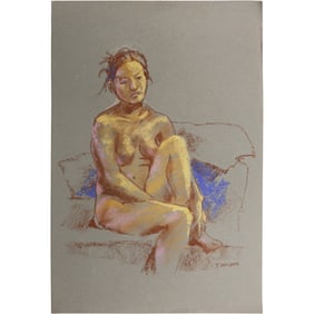 Harald Grote, American Artist, Quality Pastel Drawing of a Nude.