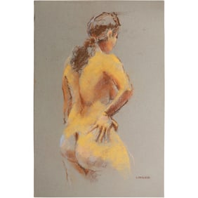 Harald Grote, American Artist, Quality Pastel Drawing of a Nude.