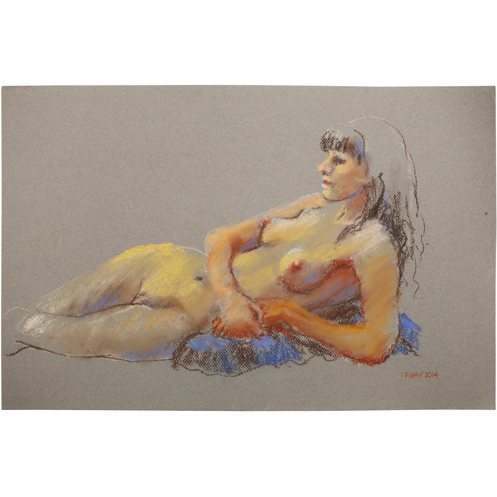 Harald Grote, American Artist, Quality Pastel Drawing of a Nude.: Harald Grote, American Artist, Quality Pastel Drawing of a Nude. Size: 13 x 19 ; Biography: Harald Grote started painting before beginning his academic and professional career. His training for archit