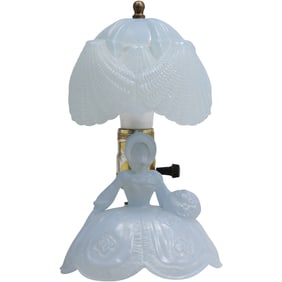 Vintage 1930s L.E. Smith Southern Belle Bedroom Boudoir Glass Lamp in Blue Glass 9.5 in. height