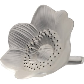 Vintage Lalique Frosted Crystal Glass "Anemone Flora" Flower Figurine 3 in. x 4 in.
