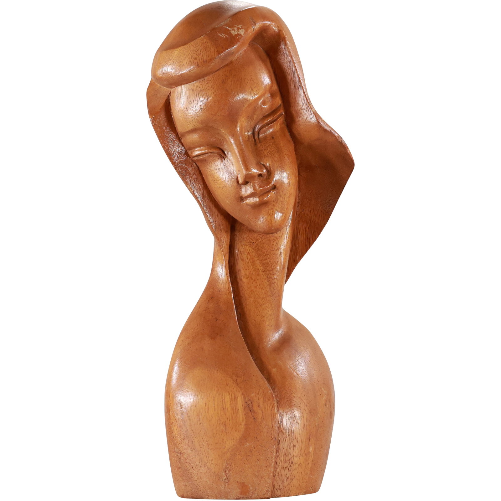 Mabini Wooden Bust Sculpture Woman 18.5 in. height x 6.5 in. wide, Mid-Century Modern: Mabini Wooden Bust Sculpture Woman 18.5 in. height x 6.5 in. wide, Mid-Century Modern. size: 18.5h 6.5w S:D