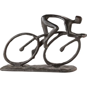 Cast Metal Art Sculpture Bicyclist Racing 7 in. height x 10.5 in. length