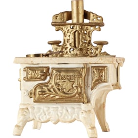 Antique Cast Iron "Cresent" Toy Cook Stove, Salesman's Sample, 10.75 in. height x 8 in. wide