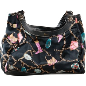 GUCCI Black Satin Charmy Shoulder Bag with Multi Colors Decoration 11 in. x 18 in.