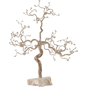 Wire Tree Sculpture Mounted on a Stone Base 16 inches height x 16 in. wide