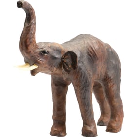 Leather ELEPHANT Figure Statue 10 in. height x 14 in. length