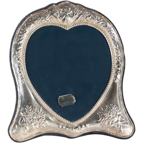 STERLING SILVER Heart Shaped Dresser Picture Frame, Easel Back for Standing 7.25 in. x 6.5 in.