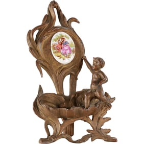 Victorian Gilt Metal Figural Cupid Dresser Top Jewery - Ring Holder 6.75 in. height x 4.5 in. wide
