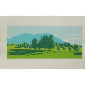 Robert Angeloch 1922-2011, Color Woodcut, Early Morning Second Fairway #37/50, Dated 1978
