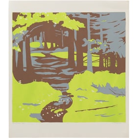 Robert Angeloch 1922-2011, Color Woodcut, Signed, Dated 1979, "Burnt Head Trail" #7/12