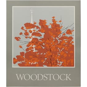 1980s WOODSTOCK POSTER by Artist Robert Angeloch 1922-2011, Woodstock N.Y. size: 26 x 22