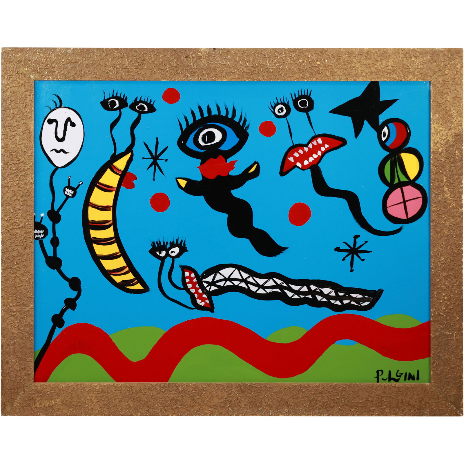 Thomas Pulgini, American, Pop-Art Abstract Oil on Board Painting Surreal Figures after Joan Miro (1 of 15)