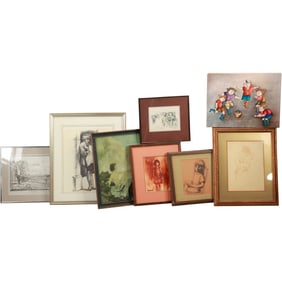 Estate Grouping of 8 Assorted Artwork Pieces - Variety - See Pictures
