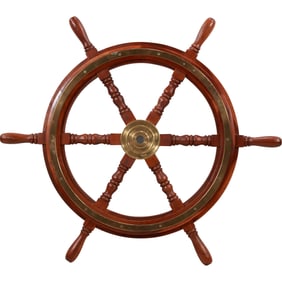 Wood and Brass Ship's Wheel 31 inches diameter