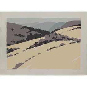 Robert Angeloch 1922-2011, Color Woodcut, Signed, Dated 1982, "Road to Grand Gorge" #15/20