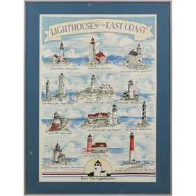 "LIGHTHOUSES-EAST COAST Save The Lighthouses." Framed Print. 29.5 in. x 22.5 in.