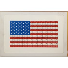 Artist Signed and Dated 1988, American Flag, the stripes are Campbell's Soup Cans after Warhol