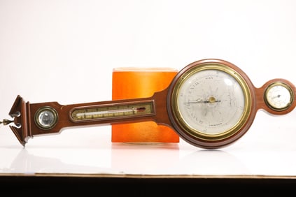 Vintage Mahongany Wood Case Wall Mount Barometer 29 inches length