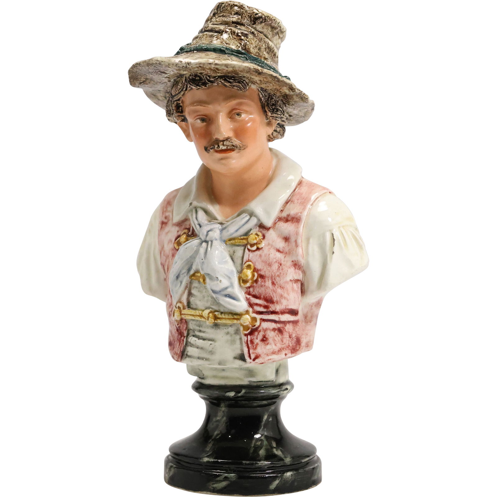19th C. Austrian Majolica Porcelain Bust of a Man Figure Statue 9.5 in. height x 5 in. wide (1 of 19)