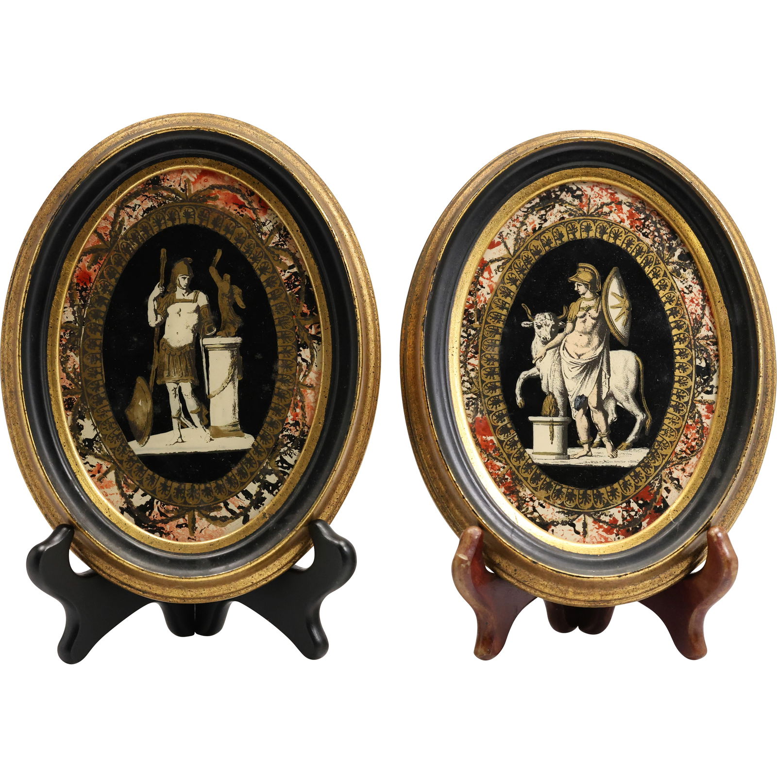 2 Decorative Framed Glass Panels Greek Mythology or Historical Scenes 8 inches (1 of 14)