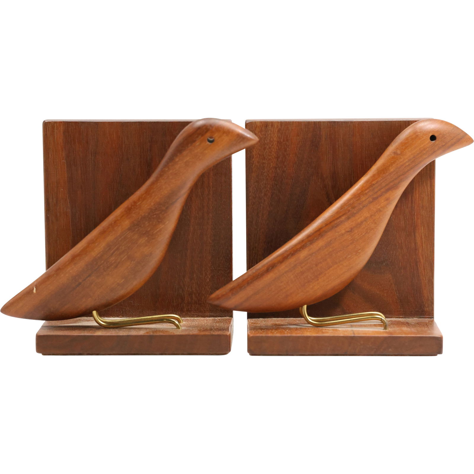 Signed Val Robbins Mid Century Modern Teak Wood Figural BIRD Bookends (1 of 12)