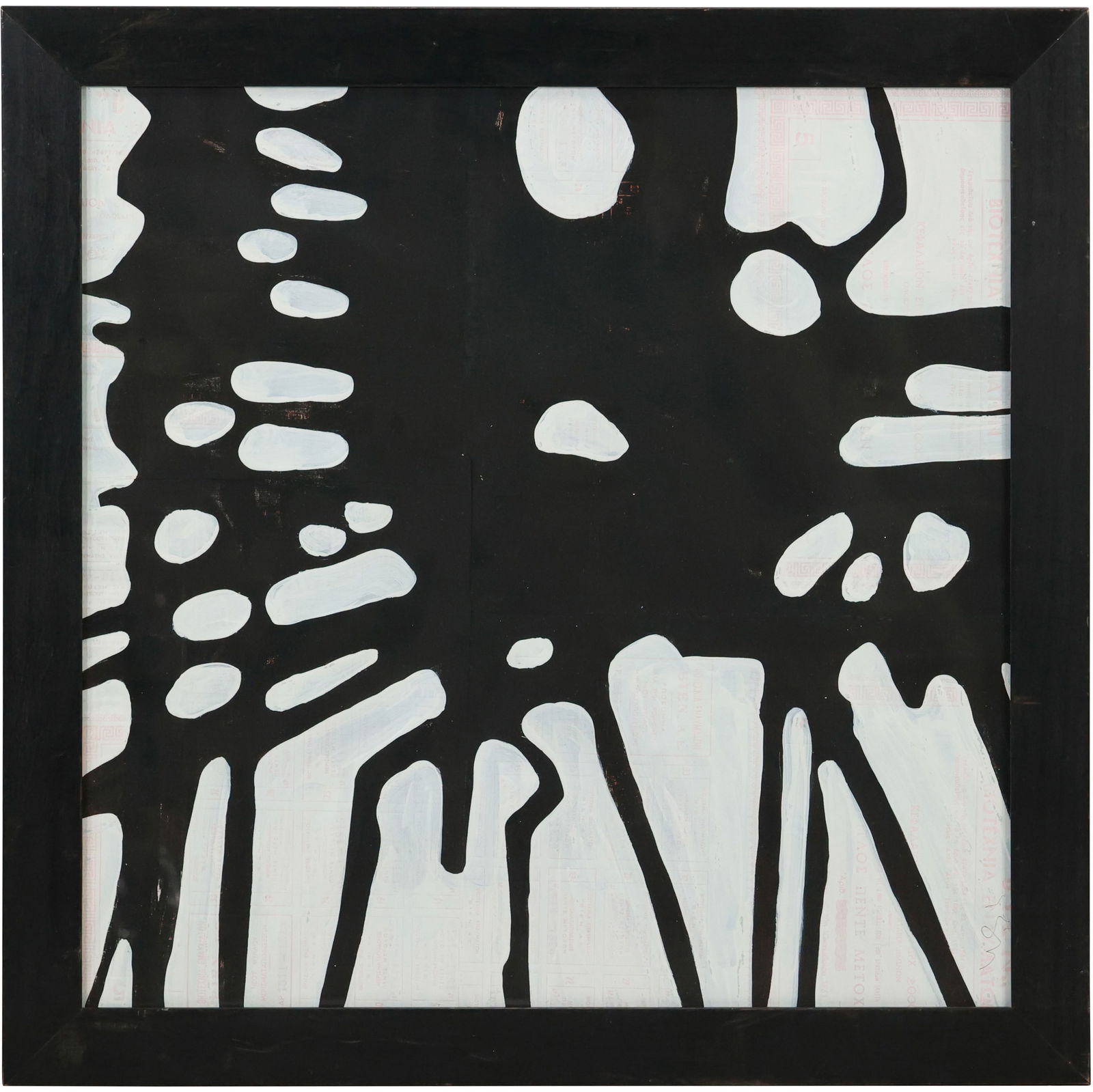 Wayne Cunningham, 20th C. American, Acrylic Painting Black on White Abstract, Framed (1 of 11)