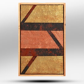 Signed "M G", Mathias Goeritz, Mixed Media Brass Copper Sculpture Panel Framed