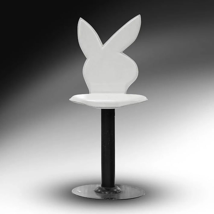 Rare Iconic Vintage White Playboy Bunny Barstool Circa 1970s HUGH HEFNER PLAYBOY LOGO SWIVEL CHAIR (1 of 17)
