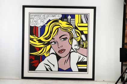 Roy Lichtenstein Lithograph Print Framed Pop Art Poster M-Maybe 1965, image 34.5 in. x 34.5 in.