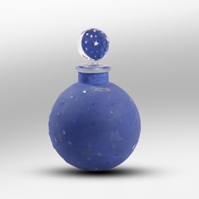 Rene Lalique Dans La Nuit Perfume Bottle for Worth Blue with Celestial Stars 3.25 in. height